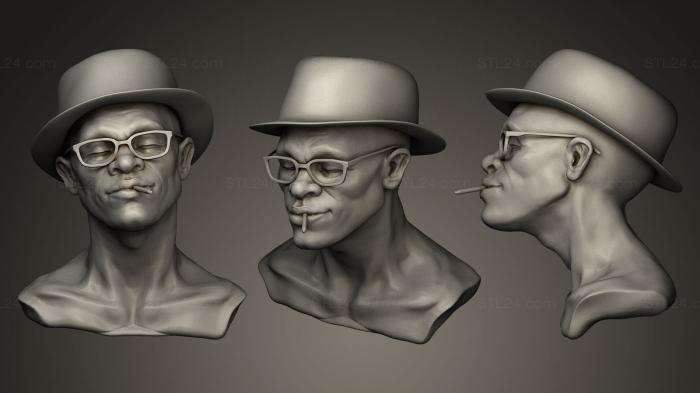Бюсты и барельефы известных личностей (Эскиз головы стильного мужчины, BUSTC_0241) 3D модель для ЧПУ станка